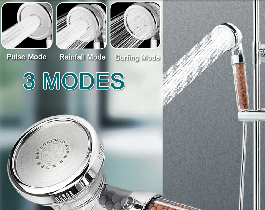 HomeDevine 3-Mode Adjustable Pressure Shower Head with Ionic Filtration